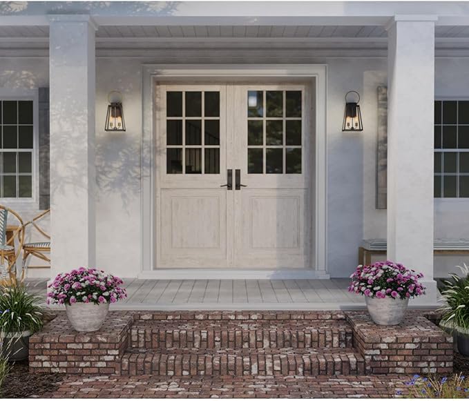 Progress Lighting Barnett Collection 2-Light Clear Glass Farmhouse Outdoor Large Wall Lantern Light Antique Bronze