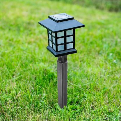 Veemoon 5pcs Solar Power Lawn Lamp Ground Plugs Landscape Spike Lights Black Plastic Garden Stakes for Walkways Driveways Outdoor Decoration