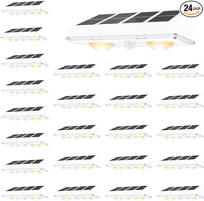 VOLISUN Solar Fence Lights, 24 Pack Solar Powered Fence Lights Outdoor with Warm White LED Spot Lens, IP65 | Lumora