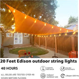 Afirst 20ft 20-Light Dimmable Edison String Lights, Waterproof Outdoor Patio Lights with Real Glass Bulbs (2 Extra | Lumora