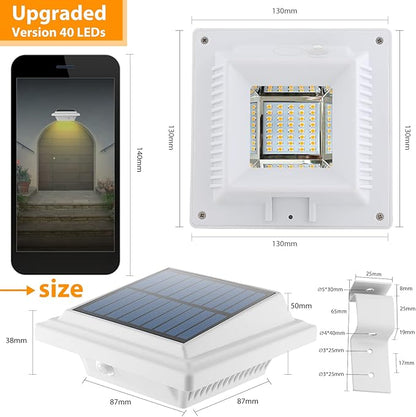 UniqueFire Solar Gutter & Fence Lights - 40 LED Outdoor Waterproof Security Lamps for Eaves, Garden, Landscape & Walkway
