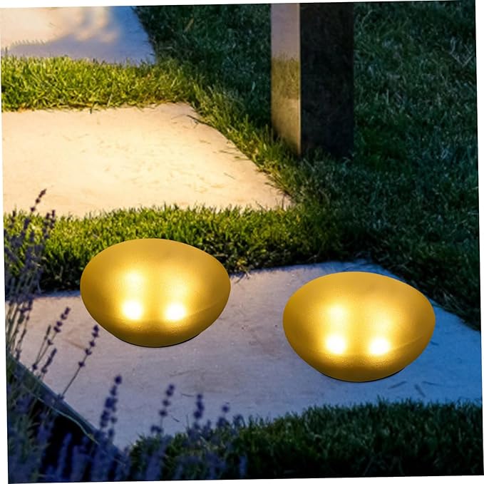 Uonlytech Solar Pebble Shaped Decorative Lamp Outdoor Warm Light Garden Light Energy-efficient Solar Decoration for Landscape and Design for Garden Decor