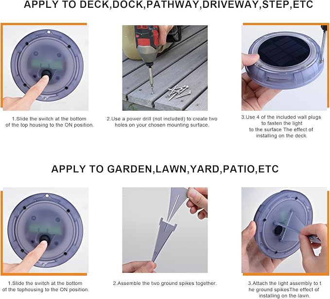 Waterproof Solar Garden Deck Light Waterproof Solar Disk LED Yard Lights Outdoor Garden Landscape Ground Lighting for Yard Lawn Patio Pathway Walkway (Warm White, 1)