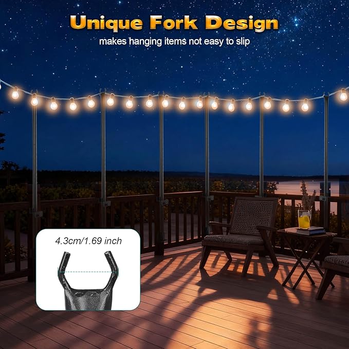 GCCSJ 5 FT String Light Poles for Outside 6 Pack Heavy Duty Metal Poles for Deck Easy to Install String Lights | Lumora