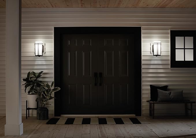 Kichler Tremillo 14.25" Outdoor Wall Lightin Black, 1-Light Exterior Wall Sconce Porch Light with Satin Etched | Lumora