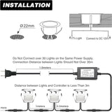WiFi Controlled LED Deck Lights Multi Color Outdoor IP67 Waterproof Φ1.18 Low Voltage In-Ground Lights,Smart Phone | Lumora