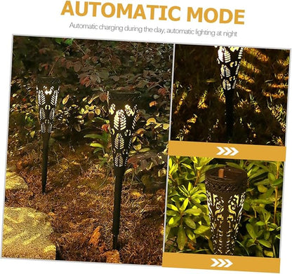 Wakauto 4pcs Solar Pathway Lights Outdoor LED Garden Lamps Waterproof Solar Powered Lawn Lights for Patio and Yard Decor with Warm White Projection