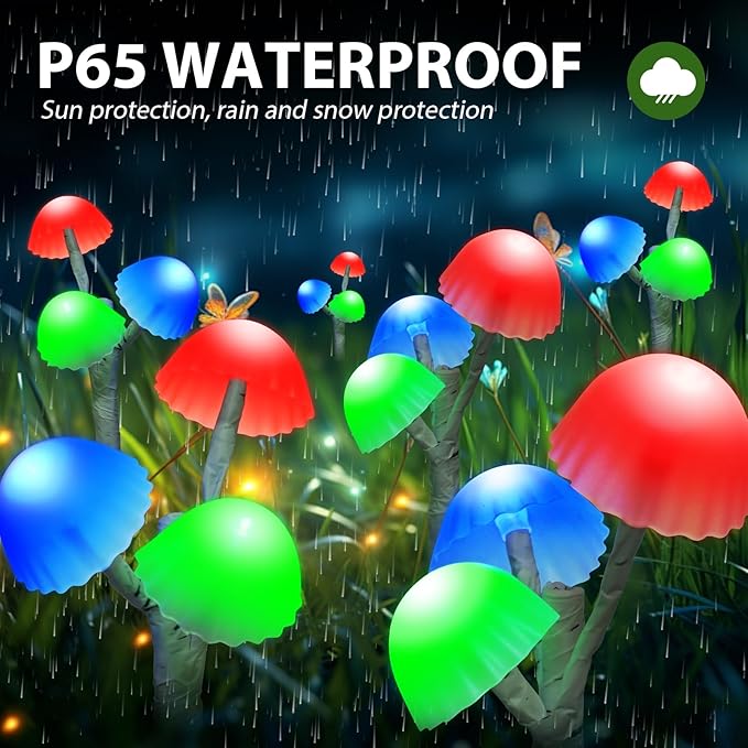 Solar Mushroom Lights for Outside Garden Decorations - 6PACKS 18LED 8 Lighting Modes Multi-color Mushrooms Decor with Housewarming Gifts,Solar Path Lights for Garden,Backyard,Fence,Home Decor