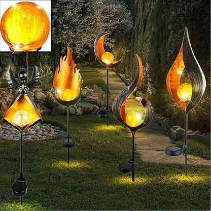 Ulalaza LED Outdoor Waterproof Solar Flickering Flame Lamp Landscape Pathway Torch Light with Auto On/Off for Garden Patio Yard and Backyard Decor