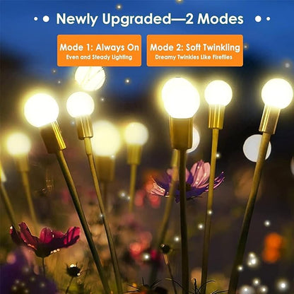 Solar Garden Lights, 6 Pack 48LED Solar Firefly Lights, Waterproof Garden Light Outdoor with 2 Lighting Modes, Swaying Light for Outside Yard, Walkway, Patio, Lawn, Flower Bed Decoration (Warm White)