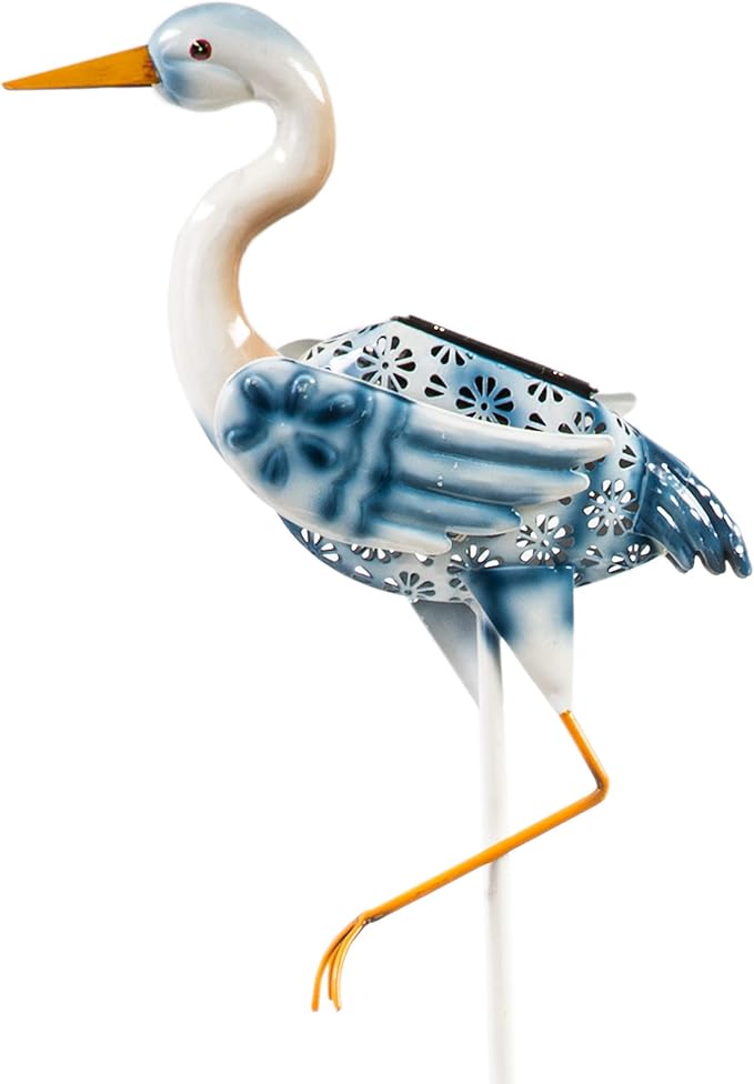 Crosslight Flamingo & Crane Solar Garden Stake | Waterproof LED Decor Light for Yard, Law, Patio, Porch, Pathway | 8 Hours Illumination with Rechargeable Battery Included - 2 Pack