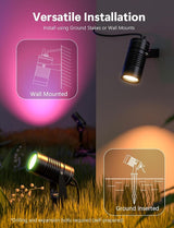 Smart Landscape Lights, APP Controlled RGBCW Color Changing Spot Lights, IP65 Waterproof 24V Low Voltage Outdoor | Lumora