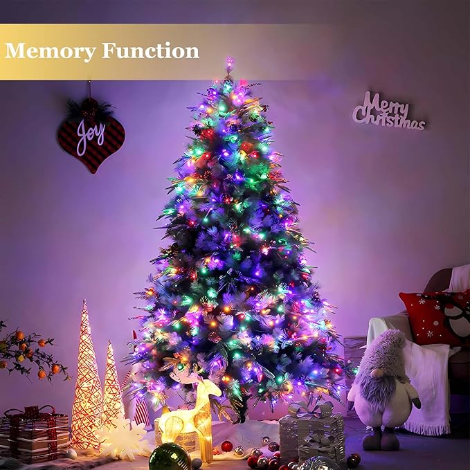 Tcamp 164FT 500 LED Christmas Lights Outdoor, 8 Modes Christmas Tree Lights with Timer Memory Function, Green Wire Fairy String Light for Xmas Holiday Party Bedroom Indoor Decor (Colored)