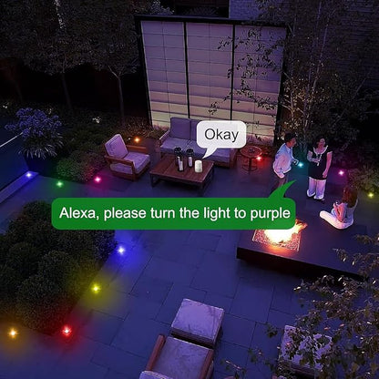 LED Deck Lights Kit Multicolor, 20Pack 1.22" Smart RGBW+IC Recessed Low Voltage Deck Light Work with Alexa/Google Home, IP67 Waterproof 12V Step Lights Outdoor for Garden Yard Path Landscape Decor