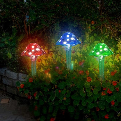 3pcs Solar Powered Simulation Mushroom Stake Lights, Outdoor Save Energy Garden Ground Light Ornament for Yard Patio Lawn Park Footpath Villa Decoration(#1)