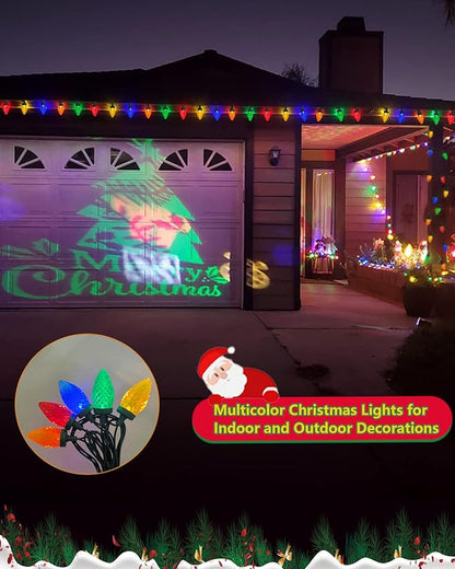 25FT Vintage Christmas Lights Outdoor, C9 LED Multicolor String Light with 25 Shatterproof Strawberry Fairy Lights, Plug-in Christmas Tree Light for Outside Garden Roofline Patio Home Decor