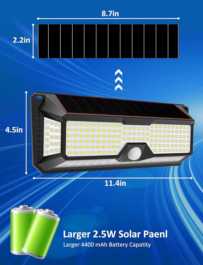 Solar Outdoor Lights - 4000Lm 268 LED Motion Sensor Lights Outdoor, IP65 Waterproof Led Security Lights Bright | Lumora