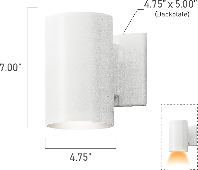 Kichler 9234WH Outdoor Cylinder Wall Mount Sconce, 7 in (Height), White | Lumora