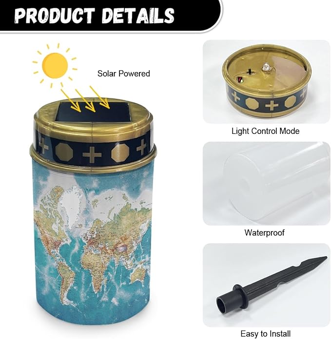 Map Solar Outdoor Lights,Solar Stake Lights Waterproof Solar Pathway Lights Landscape Lighting Solar Lantern Outdoor Garden Decorations for Yard Patio Tabletop