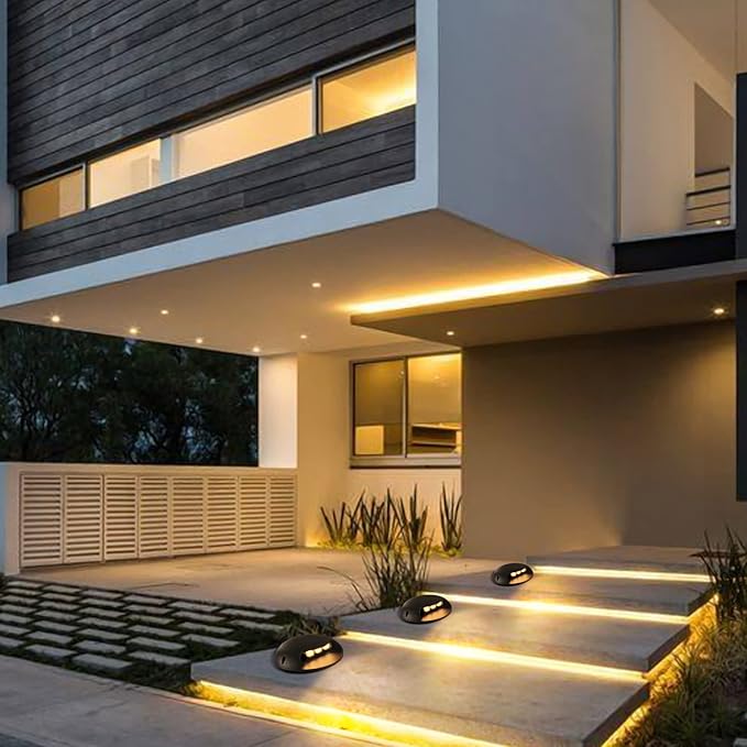 Outdoor Step Lights,High Voltage 120V 110V,3W LED Deck Light Wire,Warm White 3000K,Aluminum Housing,Surface Mount | Lumora