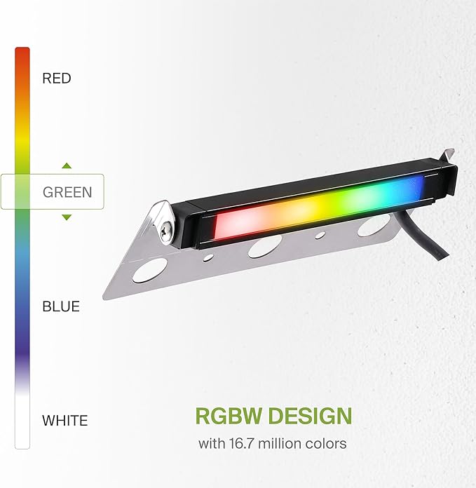 ASD LED 7 Inch Retaining Wall Light Fixture, Hardscape Paver Lighting | RGBW, App & Voice Control, Waterproof, ETL Listed | 3W 110LM RGB-2700K-6500K 12V | Landscape Step Illumination | Black, 16 Pack