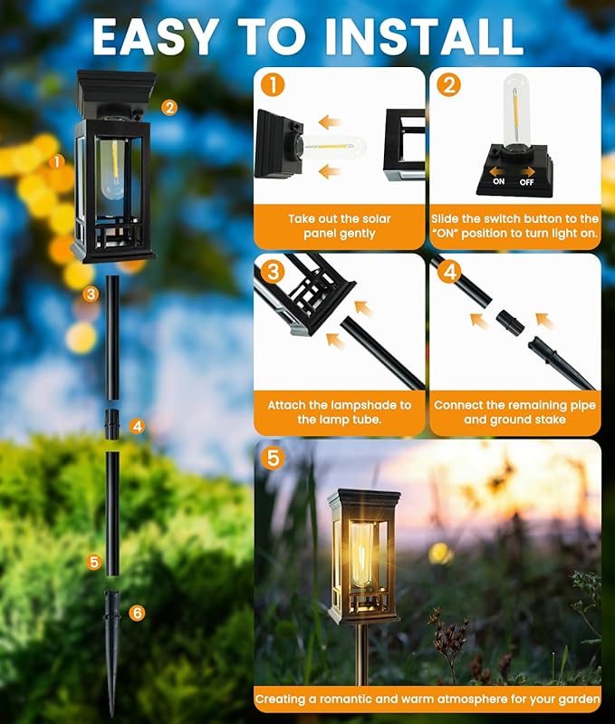 10 Pack Solar Pathway Lights Outdoor, Taller Bright Solar Path Lights Waterproof, Auto On/Off Solar Powered Garden | Lumora