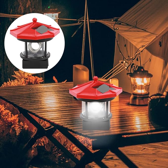 Uonlytech Solar LED Lighthouse Waterproof Landscape Lamp Garden Lamp for Outdoor Lawn Patio Pond Ornament Decoration Red