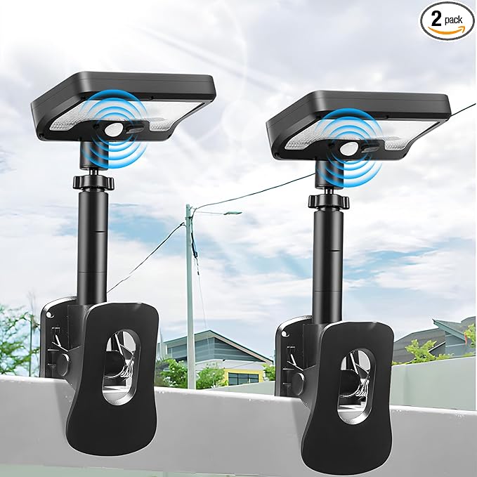 2PCS Clip On Solar Lights Outdoor with Motion Sensor,360°Rotatable & Vertically Adjustable,92 LEDs 600LM Solar Fence Lights Outdoor Waterproof LED, for Chain Link Fence,Deck, Gutter,Camping