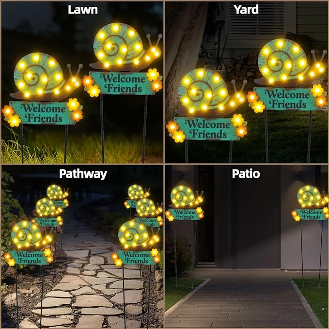 43.3" Tall Garden Stakes with Garden Signs Decorative Outdoor, Snail Solar Landscape Lights Outdoor Yard | Lumora