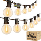 OHLUX Outdoor String Lights, 30FT G40 Globe LED Patio Lights with 17 Dimmable Plastic Bulbs(2 Spare), 2200K | Lumora