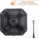 Gama Sonic Solar Outdoor Lamp Post Light, Black Cast Aluminum and Beveled Glass Panels, 10-Year Royal Bulb, Warm | Lumora