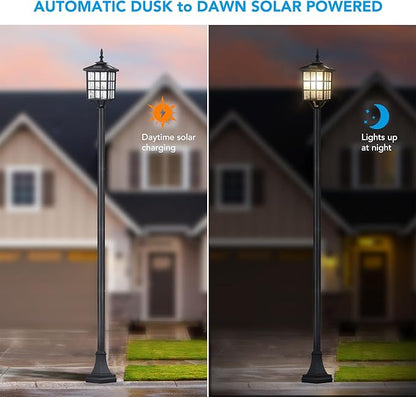 Kemeco Solar Lamp Post Light, ST4324SS4 Outdoor Waterproof LED Street Floor Post Lights Solar Powered for Pathway Garden Driveway Landscape Backyard