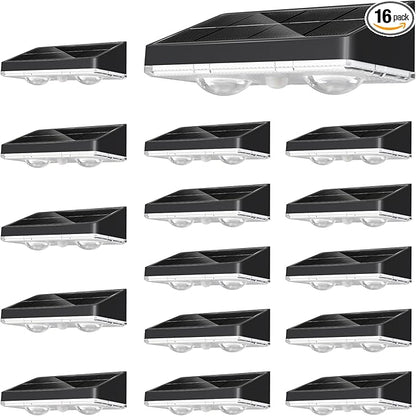 NIORSUN Solar Fence Lights,16 Pack Solars Deck Light,Warm White Color,Outdoor Bulb Waterproof Led IP65,Power Patio Lamp with Lenses for Outside/Backyard/Railing/Yard(Black)