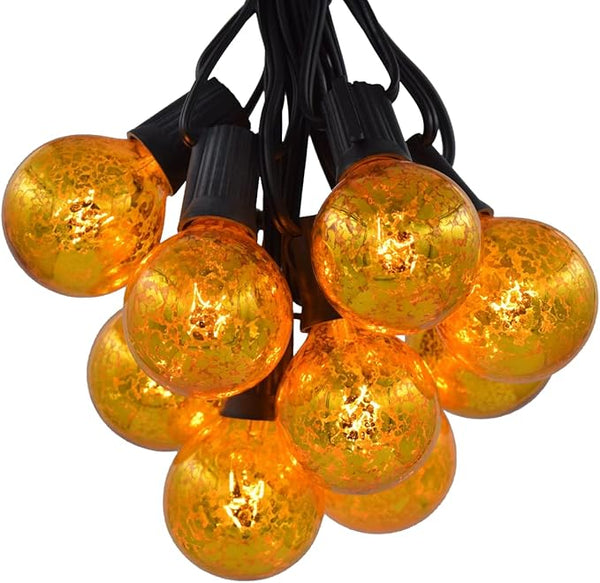 Hometown Evolution, Inc. Gold Outdoor Patio String Lights (10 ft, G50 Gold 2" Bulbs - Black Wire) | Lumora