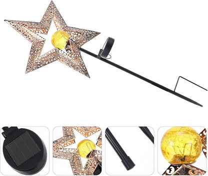 Kichvoe Outdoor Solar Garden Ground Inserting Lamp Iron Craft Hollow-Out Star Landscape Light Solar Powered Yard Path Decorative Stake