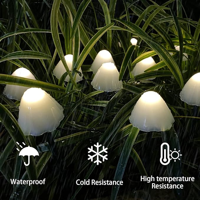 Solar Garden Lights, Garden Decor Solar Mushroom Lights Outdoor Waterproof - 20 Pack 8Modes