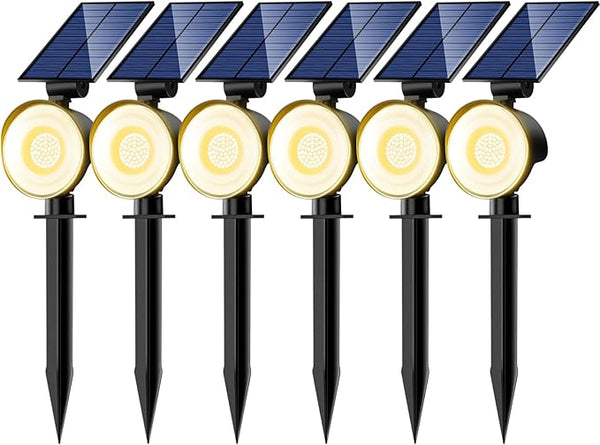 nipify 6 Pack Solar Spot Lights Outdoor Waterproof with 3 Modes, Solar Spotlight Light for Outside Yard Landscape | Lumora