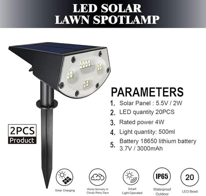 WBM Smart Solar Spot Lights Outdoor,IP65 Waterproof 20 LEDs Solar Landscape Spotlights, Solar Powered Wall Lights Best for Gift | 2Pcs | Black (Pack of 1)