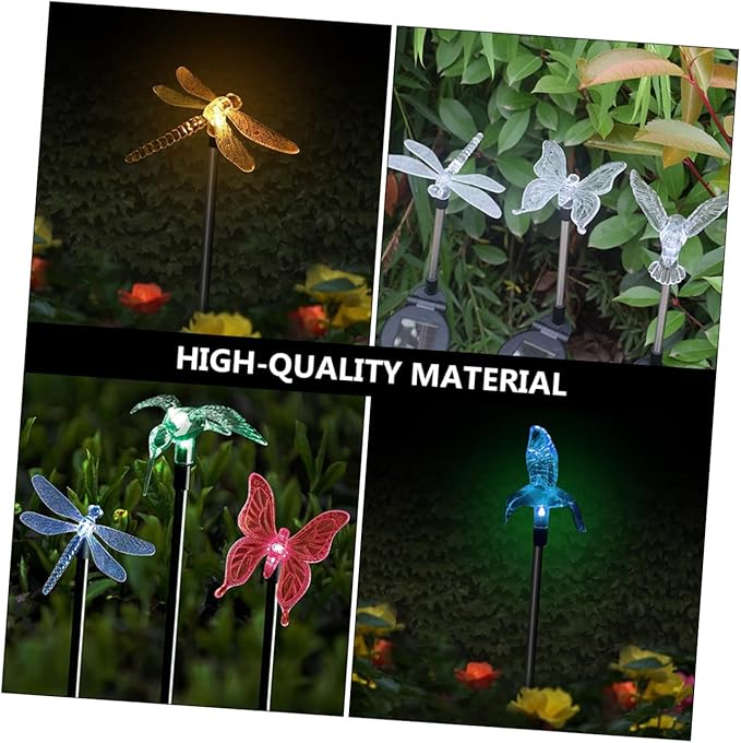 2pcs Solar Stick Lamps Outdoor LED Garden Decor Solar Lawn Lights with Butterfly Easy Installation Weatherproof Landscape Lighting for Patio Pathway
