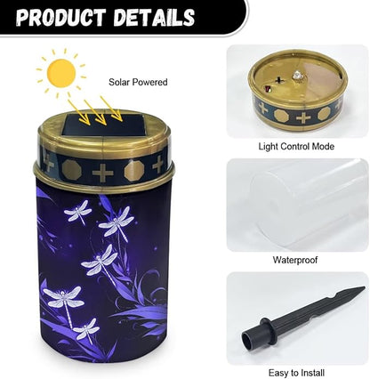 Dragonflies Solar Light Outdoor for Cemetery, Waterproof Garden Lights Solar Powered, Solar Lights for Garden, Balcony, Yard, Gifts for Memorial