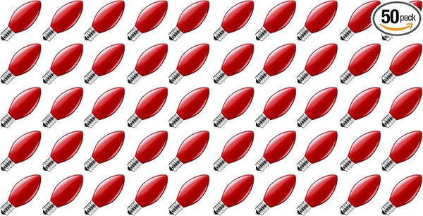 Minetom C7 Red Christmas Replacement Bulbs, C7 Vintage Light Bulbs, E12 Candelabra Base - Incandescent Outdoor Bulb | Lumora