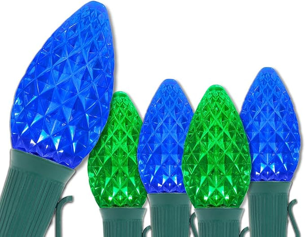 Wintergreen Lighting Set of 50 C7 OptiCore Blue and Green Commercial Christmas Lights – LED Outdoor Heavy Duty | Lumora