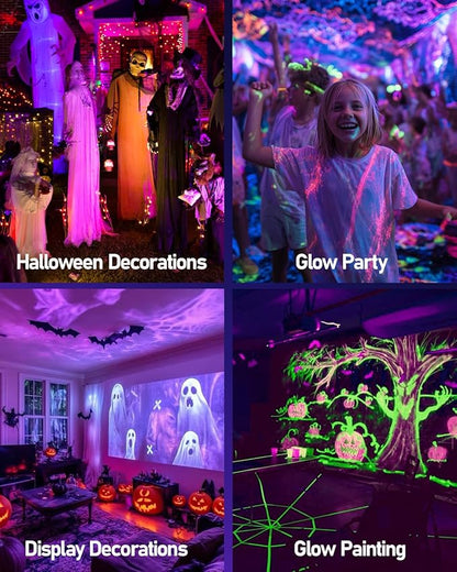 HIBOITEC Halloween Black Light Spotlight Outdoor 12W IP65 Waterproof LED Spot Lights Landscape Lighting with 4.9ft US Plug for Glow Party Body Paint Yard Garden Decorations 1Pack
