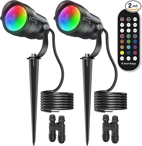 HIBOITEC RGBW Low Voltage Landscape Lighting 12W with Remote Connectors Spotlights Landscape Lights 12-24V AC/DC | Lumora