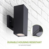 ASD 2 Light Square Dusk to Dawn Outdoor Wall Light Fixture | 120W E26 Bulb Socket 120V ETL Cylinder Up Down Lights | Lumora