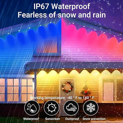 Permanent Outdoor Lights,Smart Outdoor String Lights with DIY Scene Modes,100FT with 50 LEDs,IP67 Waterproof for Christmas,Halloween,Garden Decor,Deck,Party,Roof,Daily and Accent Lighting (100FT)