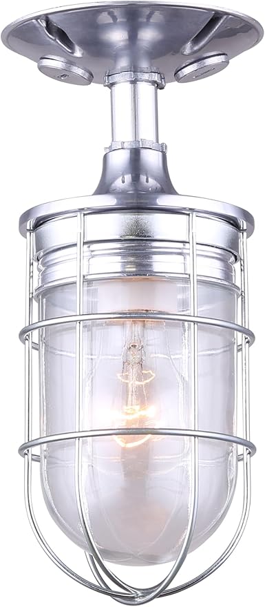 CANARM LTD. IOL337AL Weather 1 Light, Indoor/Outdoor, Ceiling/Wall Mount, All Metal with Cage, Aluminum Finish
