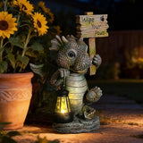 Solar Dragon Garden Statue with Lantern, Resin Outdoor Yard Decor Figurine, Waterproof Solar Powered Light for | Lumora