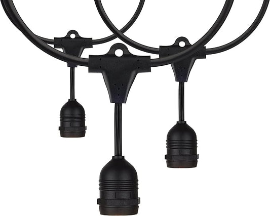 Satco S8039 Incandescent Indoor/Outdoor String Lights, Black, Bulbs Not Included, 24 Feet (Pack of 1)