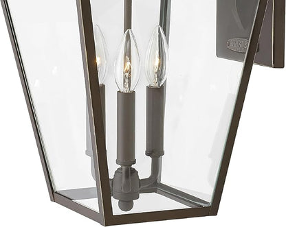 Hinkley Alford Place 2565OZ-LL Large Outdoor LED Wall Mount Lantern - Die Cast Aluminum Frame, Sealed Clear Glass, Dimmable - Oil Rubbed Bronze